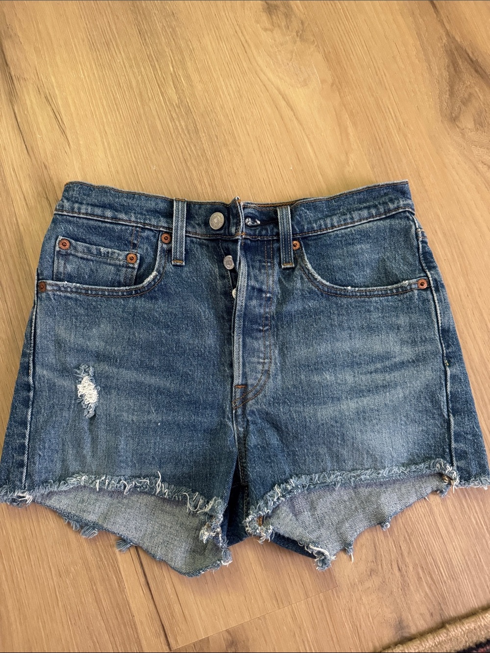 Levi’s Classic High-Rise Distressed Denim Shorts